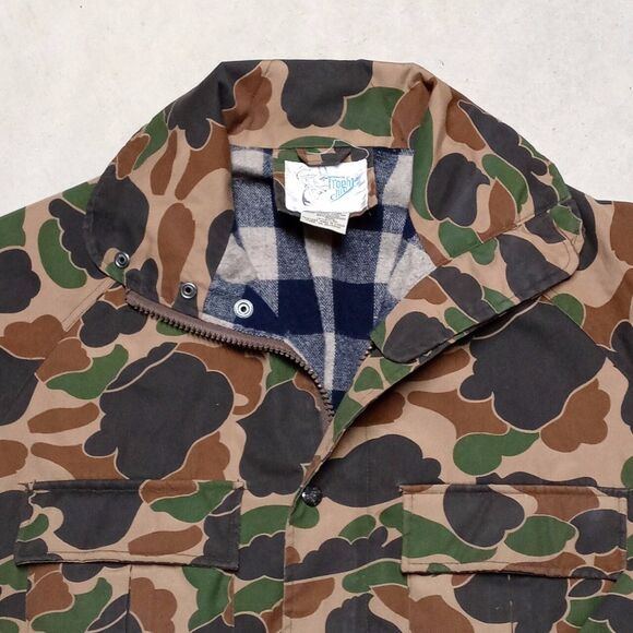 *READ* Vintage Trophy Club Camo Field Hunting Jacket w/ 2 Removable Hoods SMALL - Picture 3 of 13